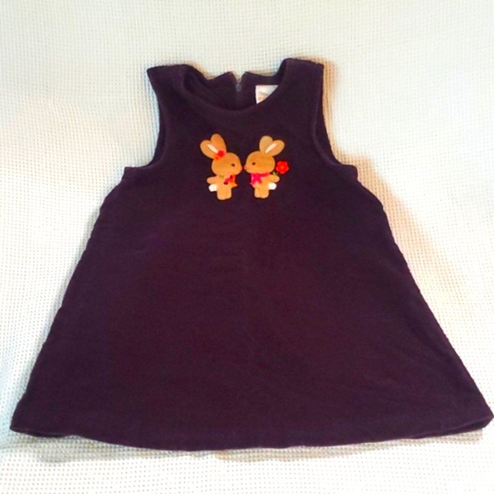 🌟 cute girls Gymboree brown corduroy embroidered bunny jumper dress size 2T